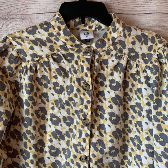 Cabi Providence Shirt Jacket Yellow Gray Leopard Print Safari Shacket Size M - Picture 3 of 16